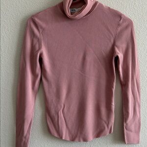Zara Dusty Rose Ribbed Turtleneck Sweater
